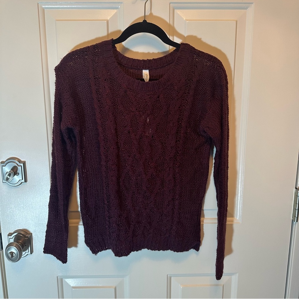 Aeropostale Maroon Cable Knit Sweater, Women’s Size S